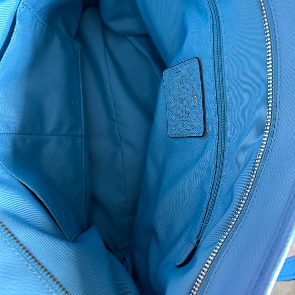 Coach Light Blue Leather Tote with Signature Tag - Picture 3 of 8